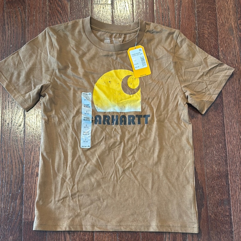 Carhartt Kids Tan T-Shirt with Yellow Logo